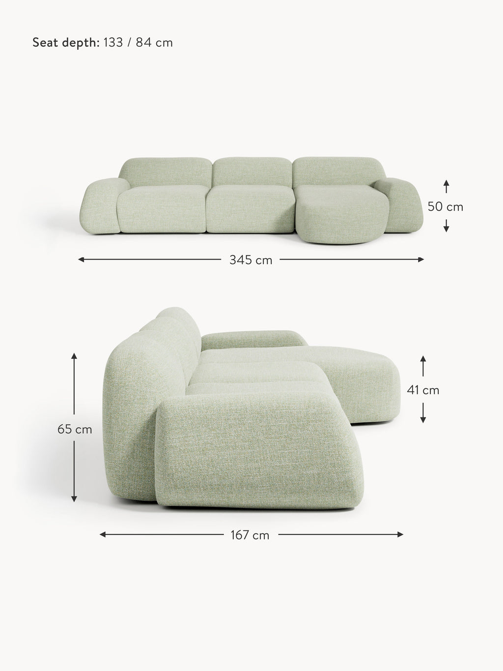 Wolke Modular Bouclé Corner Sofa (4-seater)