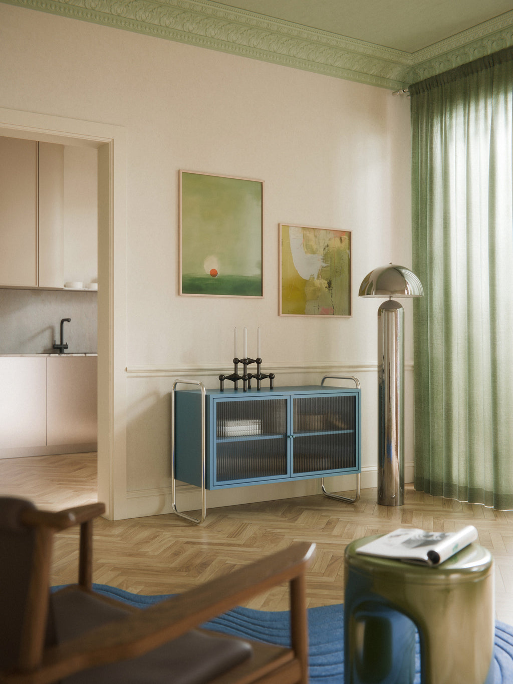Robyn Metal Sideboard with Glass Front