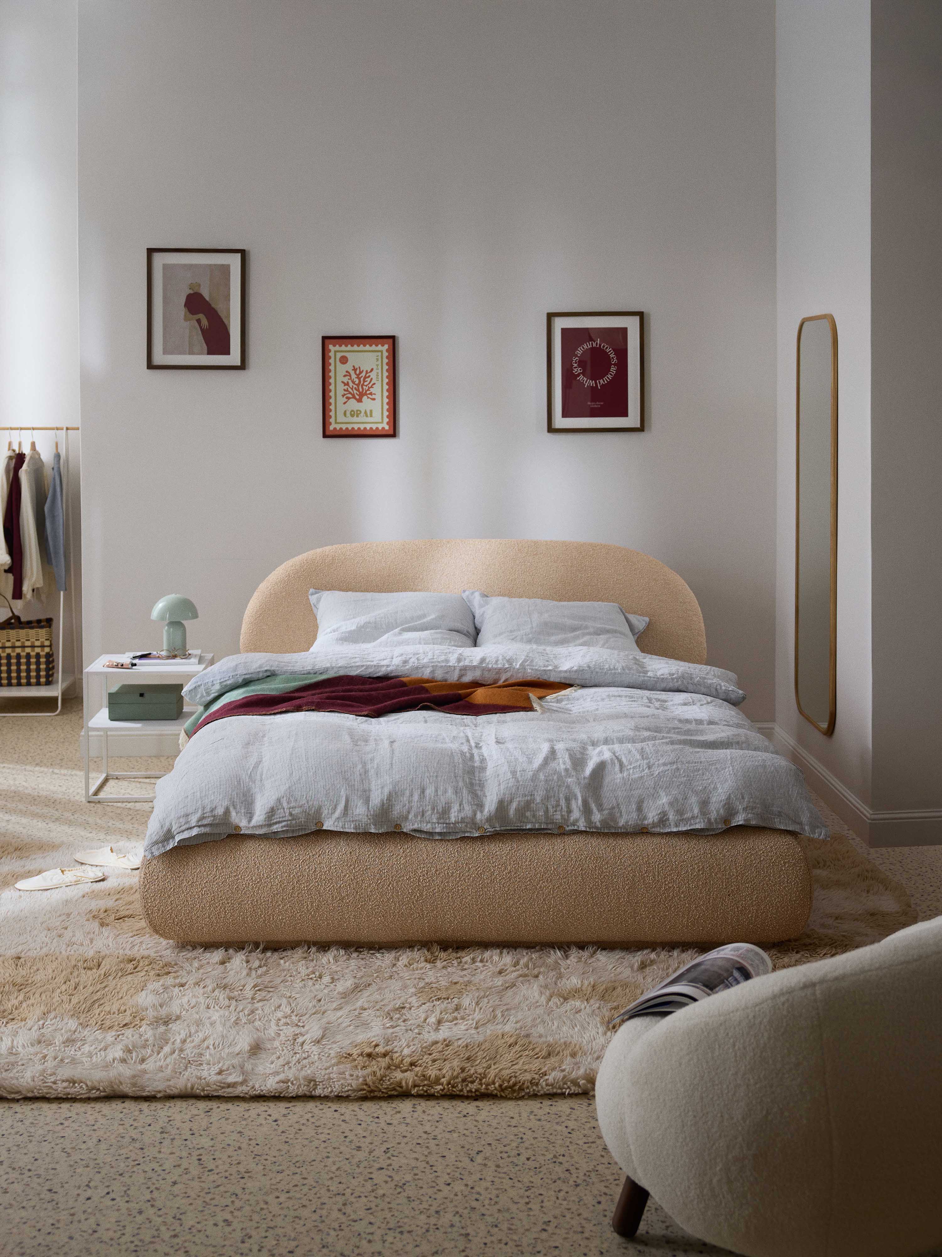Alba Upholstered Bouclé Bed with Storage
