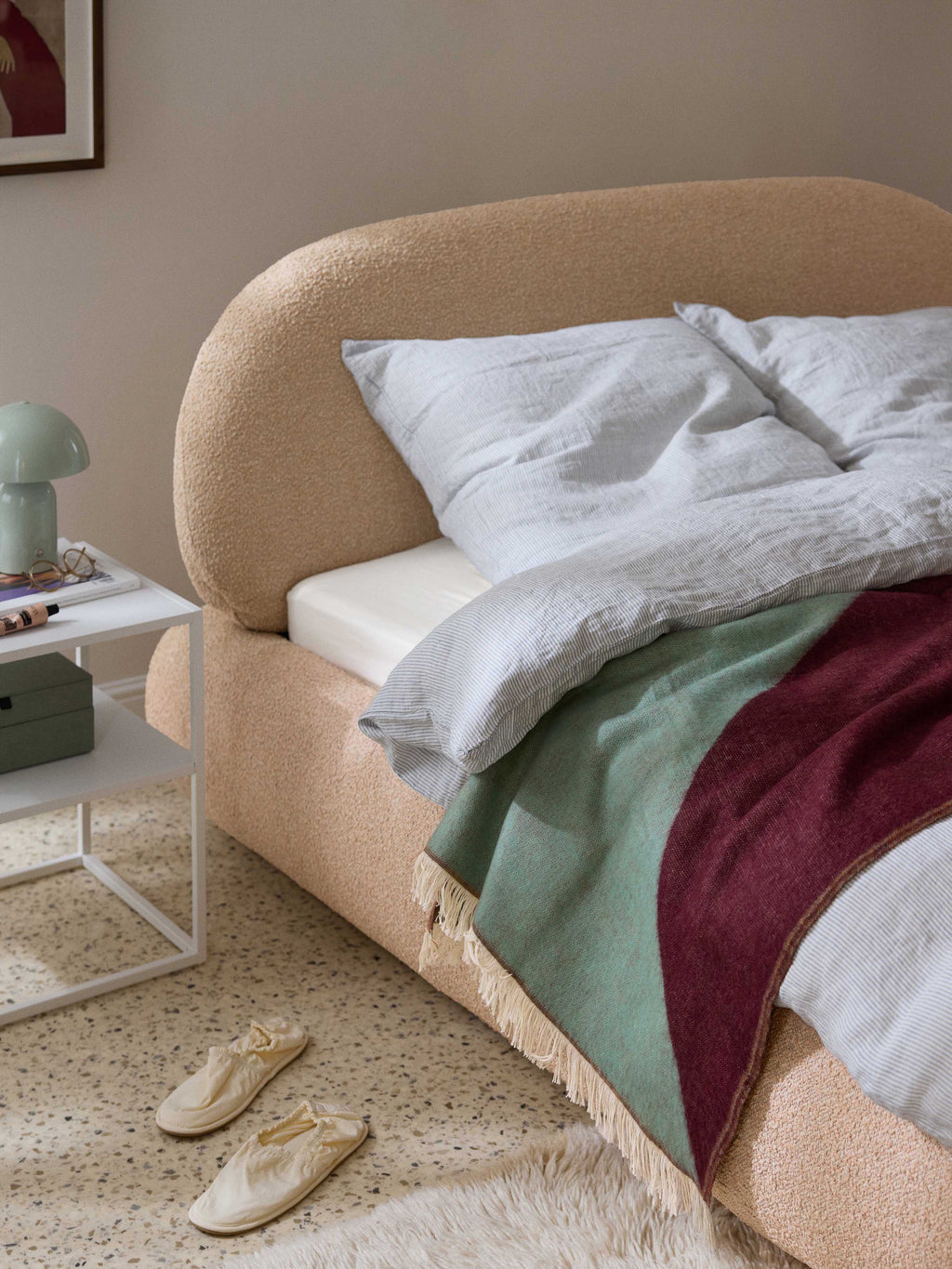 Alba Upholstered Bouclé Bed with Storage