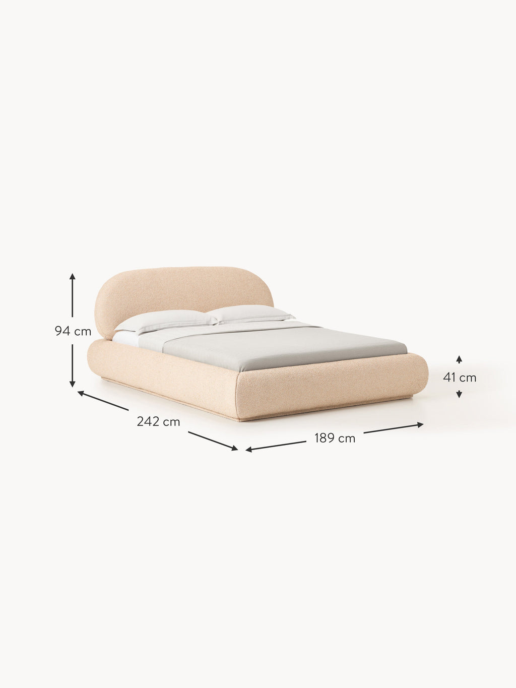 Alba Upholstered Bouclé Bed with Storage
