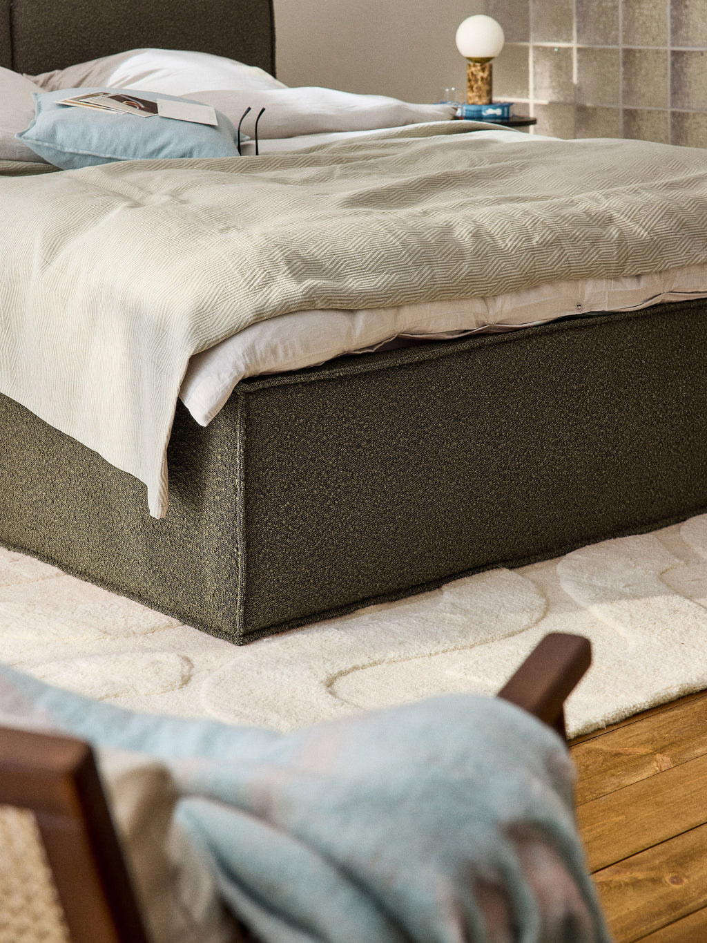 Dream Upholstered Bouclé Bed with Storage