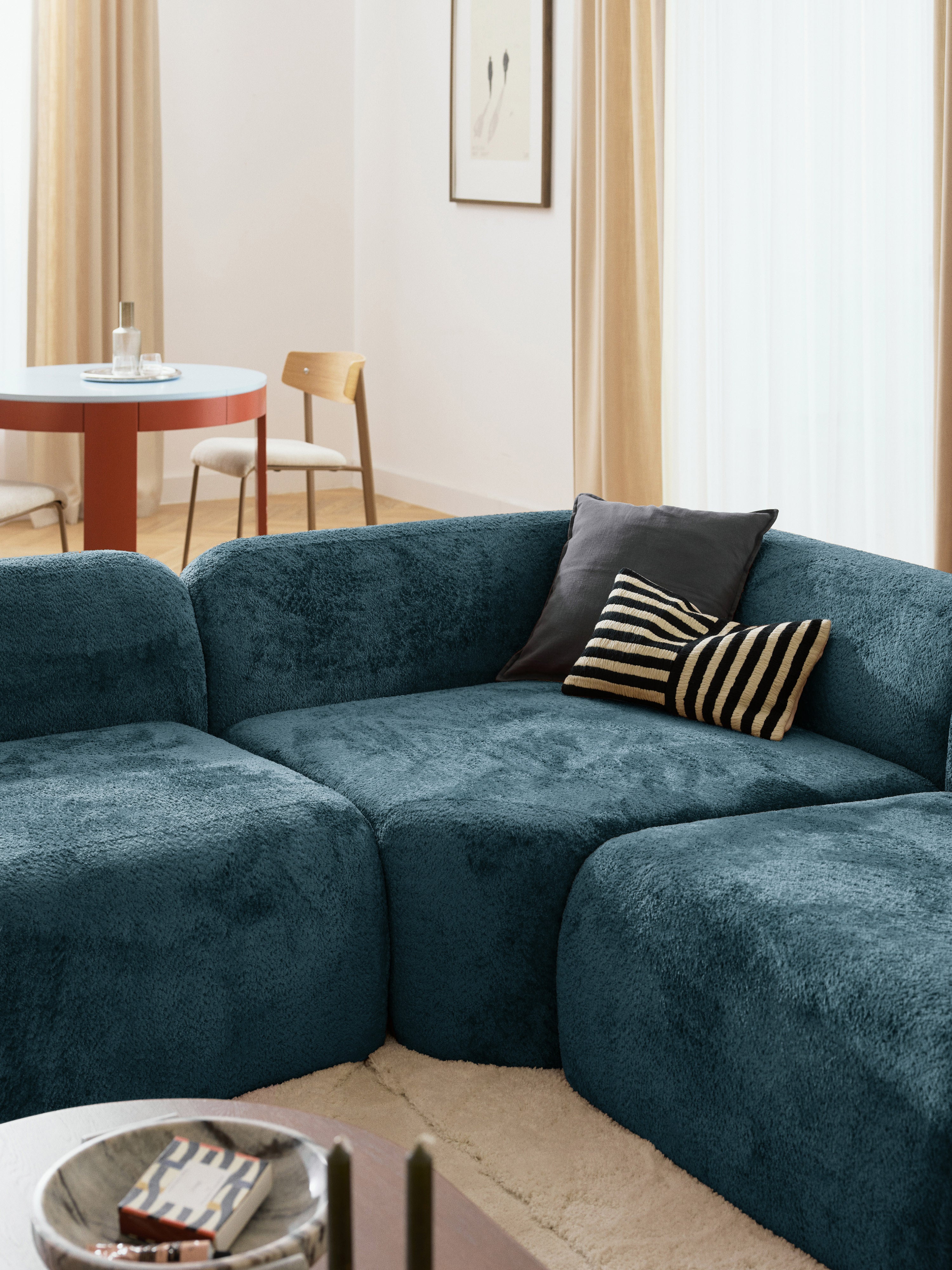 Wolke XL Modular Teddy Bouclé Corner Sofa with Chaise End