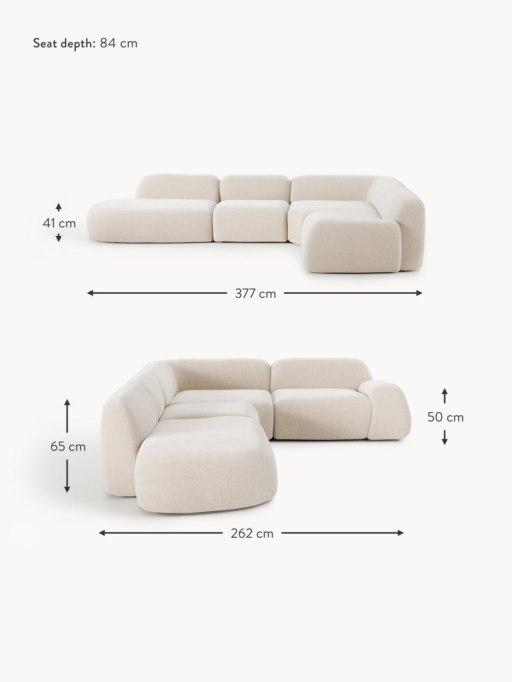 Wolke XL Modular Corner Sofa with Chaise End