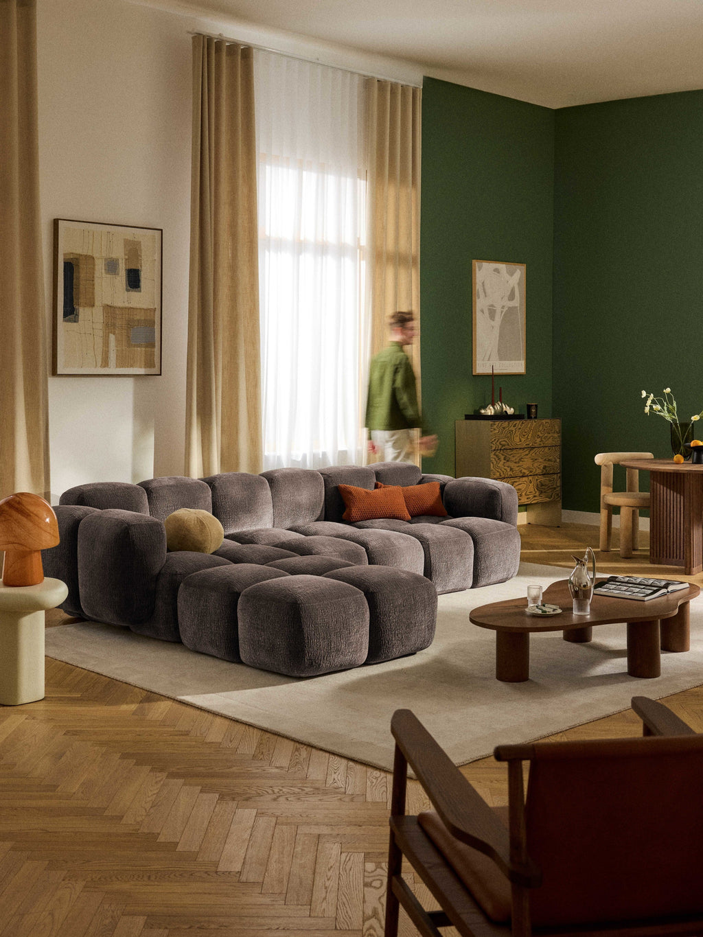 Tayla Modular Sofa (4-seater) with Ottoman (left/right)