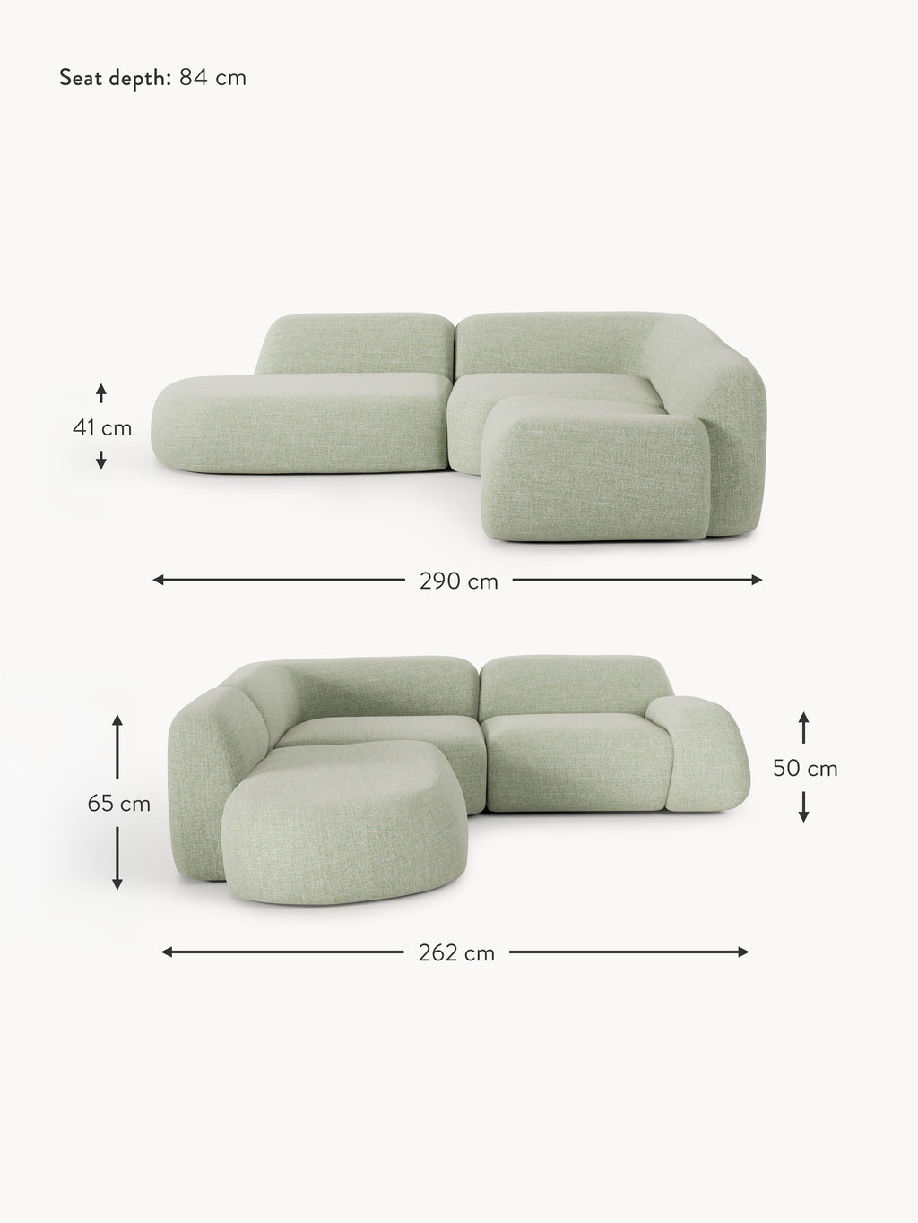 Wolke Modular Bouclé Corner Sofa (4-seater) with Chaise End