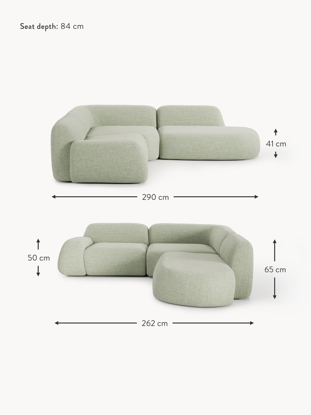 Wolke Modular Bouclé Corner Sofa (4-seater) with Chaise End