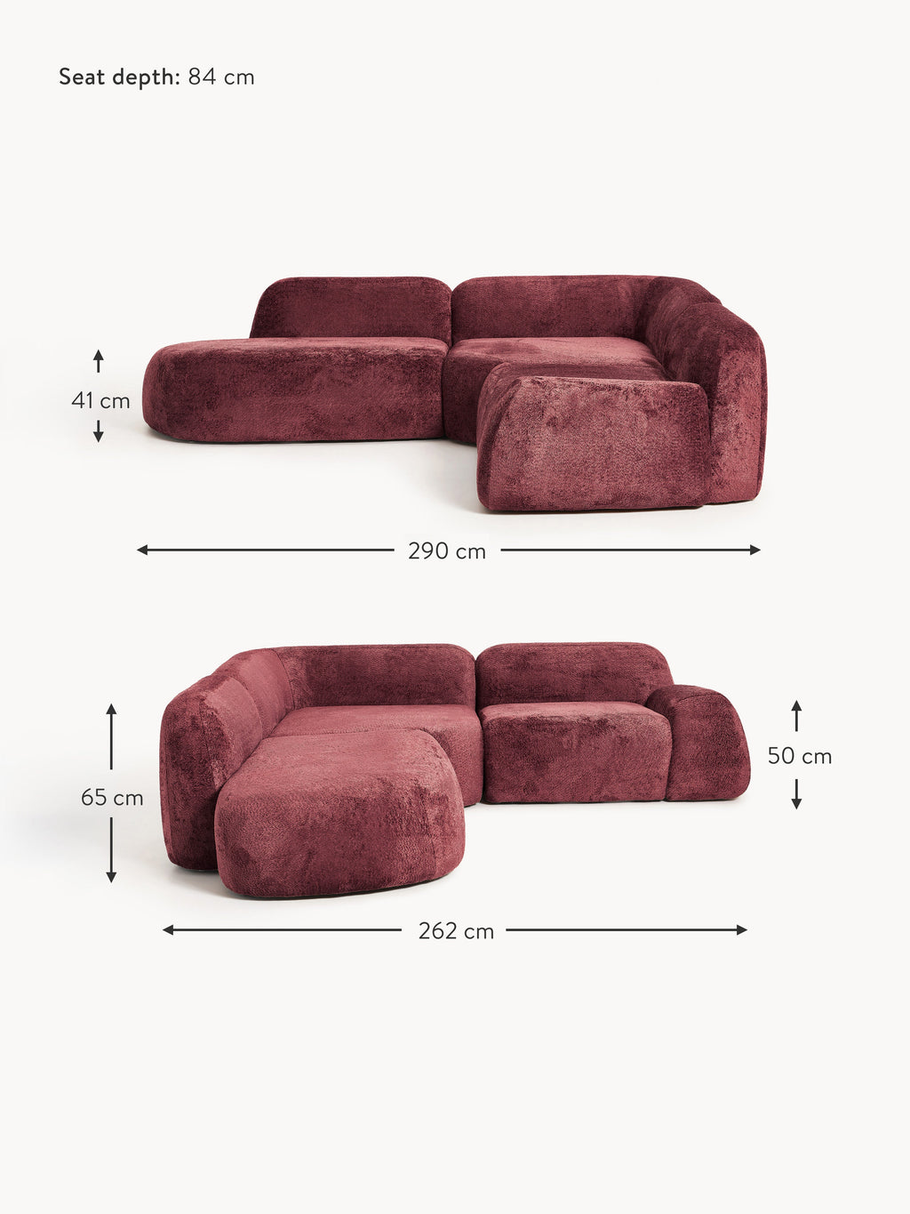 Wolke Modular Teddy Bouclé Corner Sofa (4-seater) with Chaise End