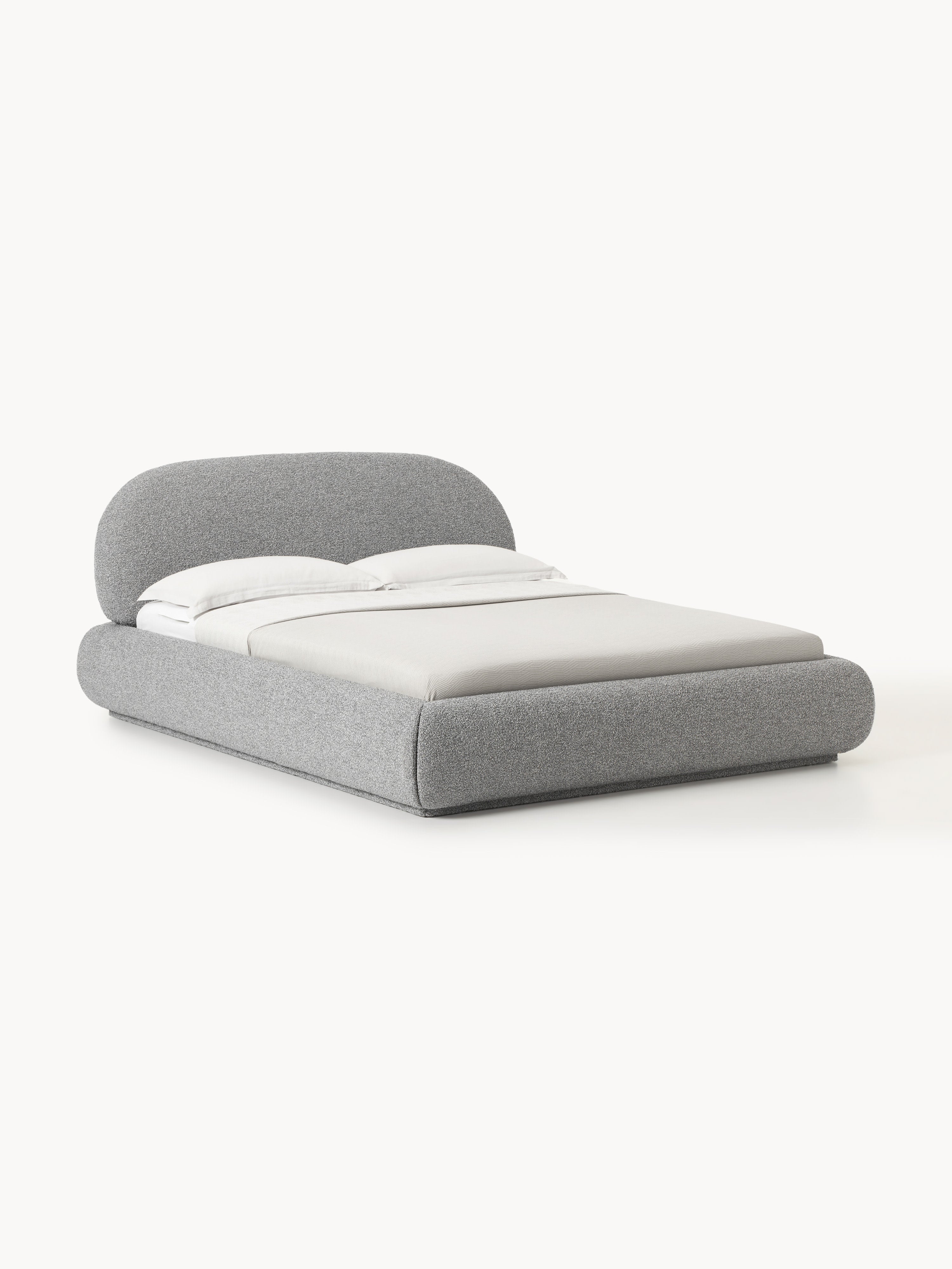 Gallery image 1 - Upholstered Bouclé Bed Alba with Storage