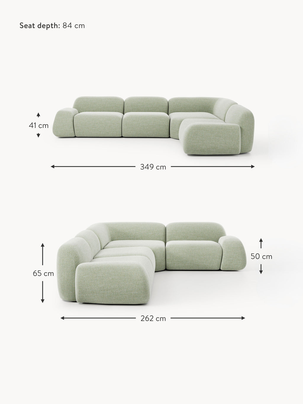 Wolke Modular Bouclé Corner Sofa (4-seater)