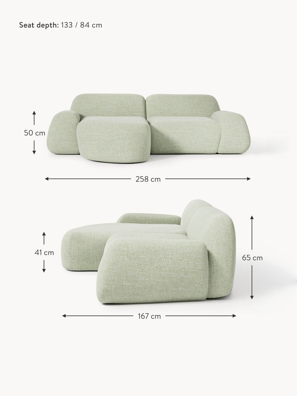 Wolke Modular Bouclé Corner Sofa (3-seater)