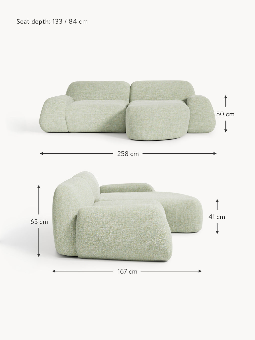 Wolke Modular Bouclé Corner Sofa (3-seater)