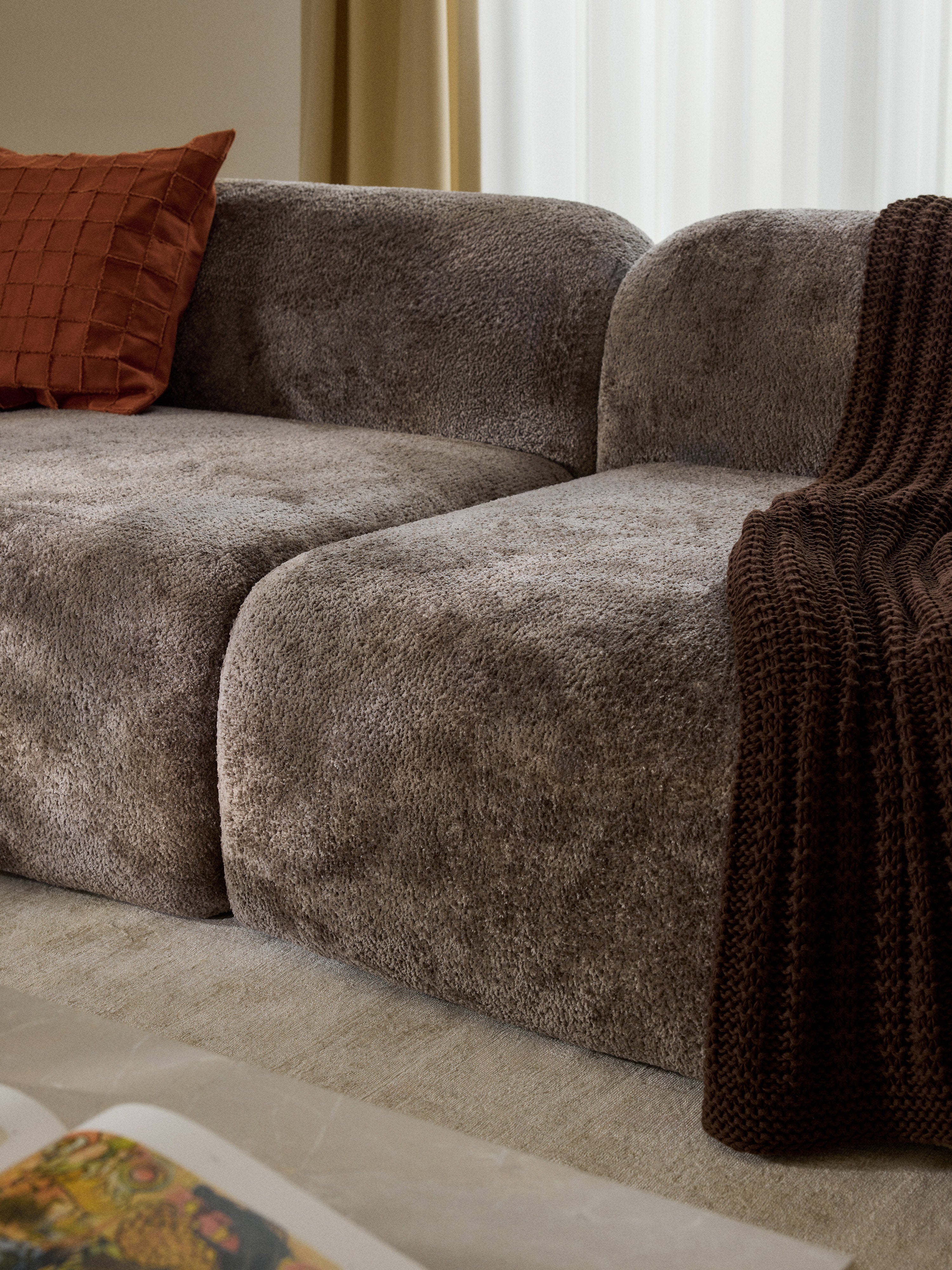 Wolke XL Modular Teddy Bouclé Corner Sofa with Chaise End
