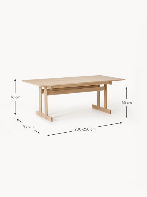 Brynn Extendable Oak Wood Dining Table, in various sizes