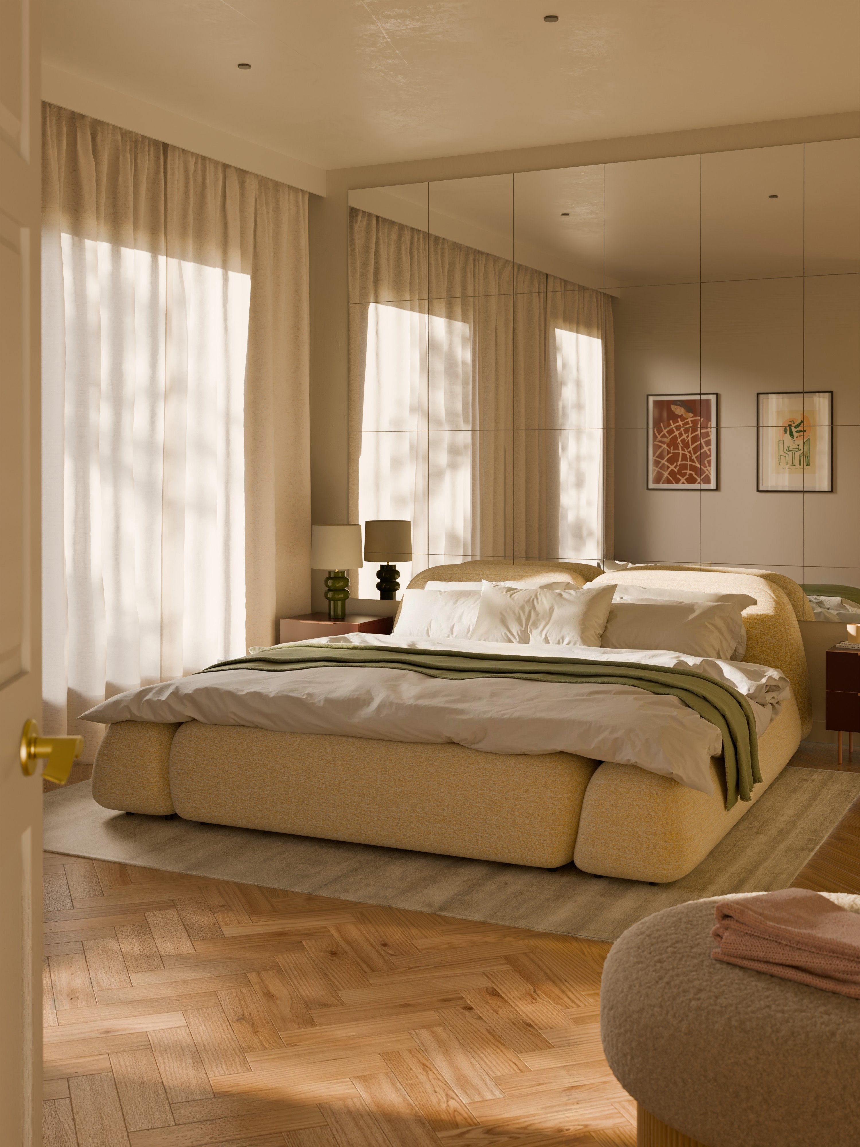 Wolke Upholstered Bouclé Bed with Storage