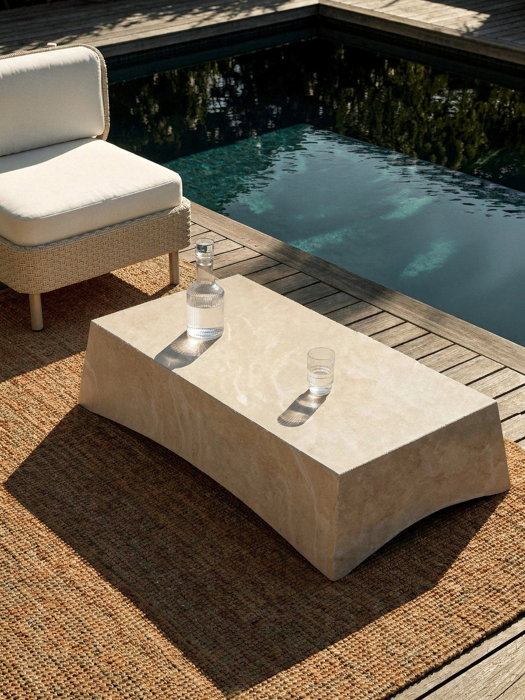 Mohi In- & Outdoor Coffee Table with Travertine Effect, W 100 cm