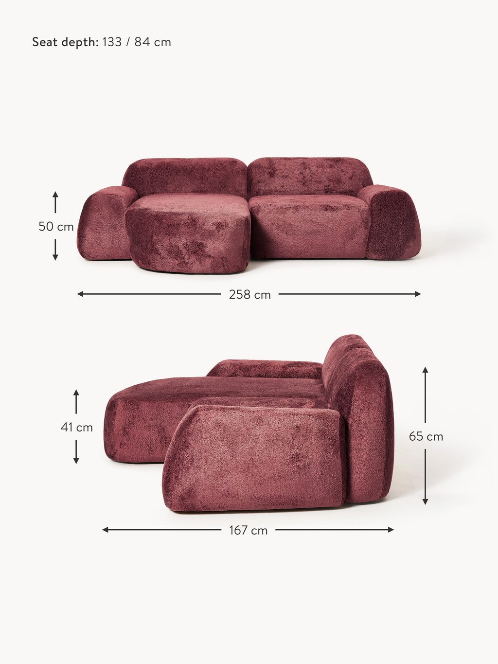 Wolke Modular Teddy Bouclé Corner Sofa (3-seater)