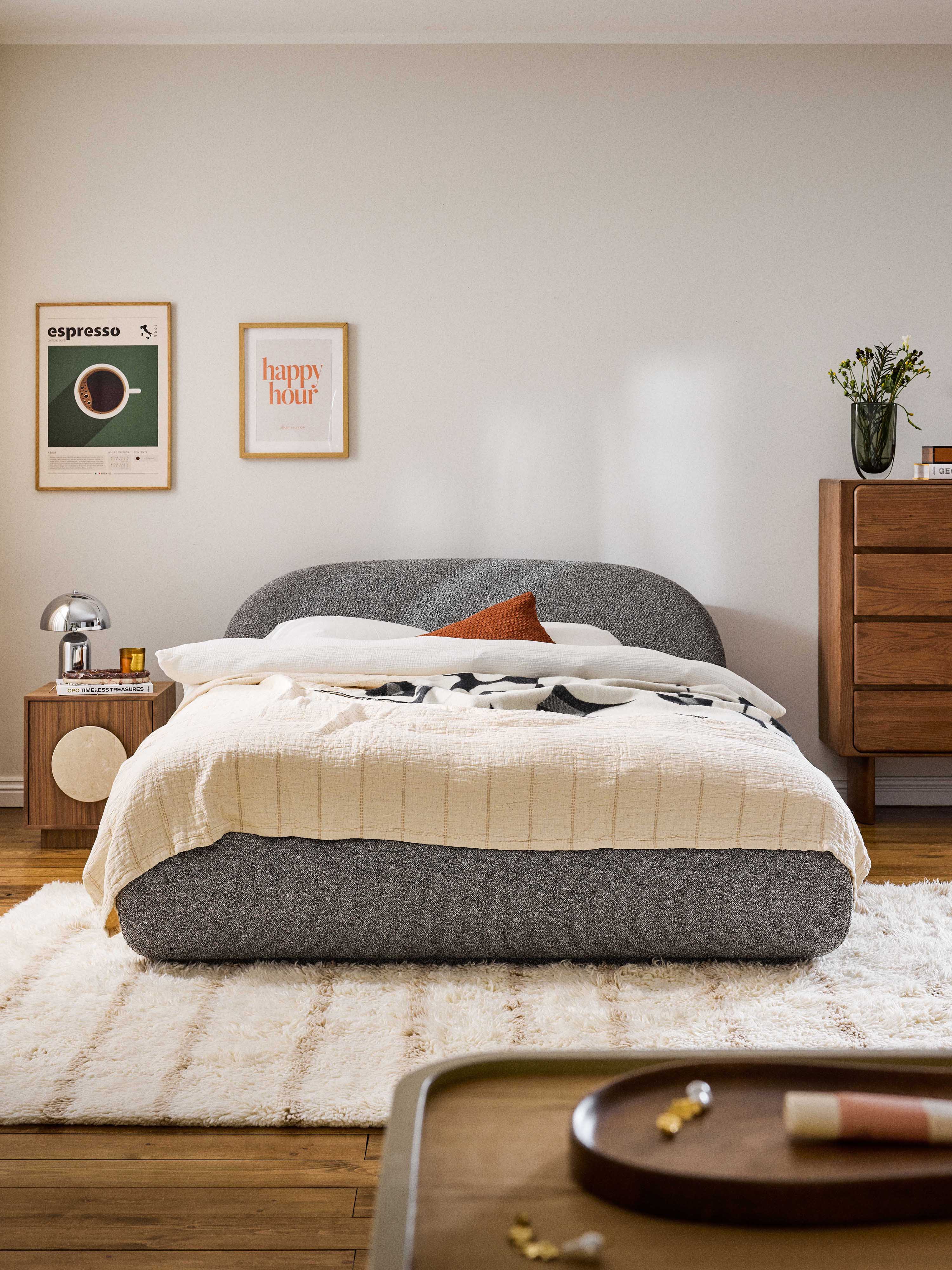 Alba Upholstered Bouclé Bed