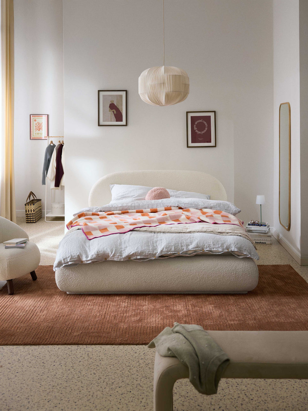 Alba Upholstered Bouclé Bed with Storage