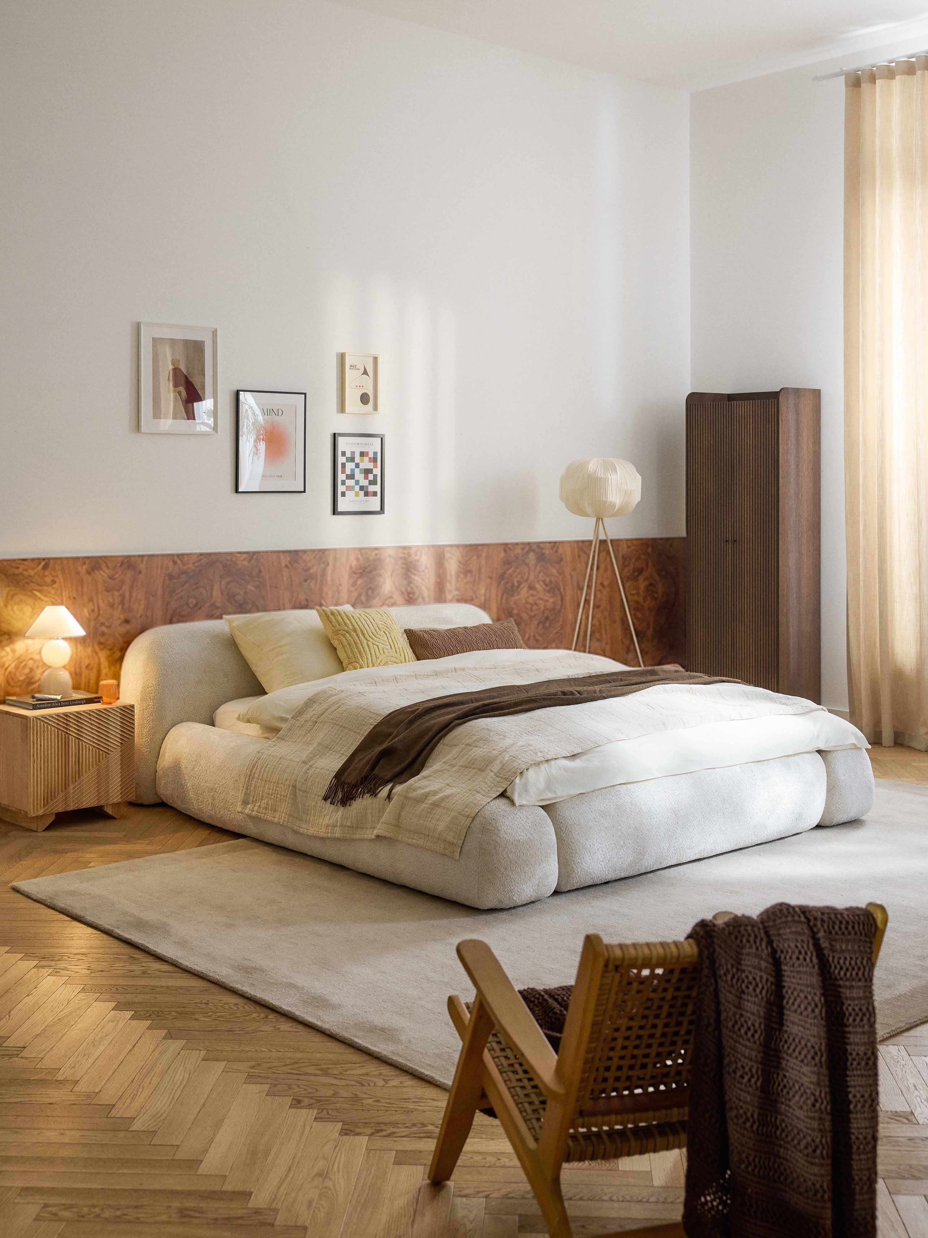 Wolke Upholstered Teddy Bouclé Bed with Storage