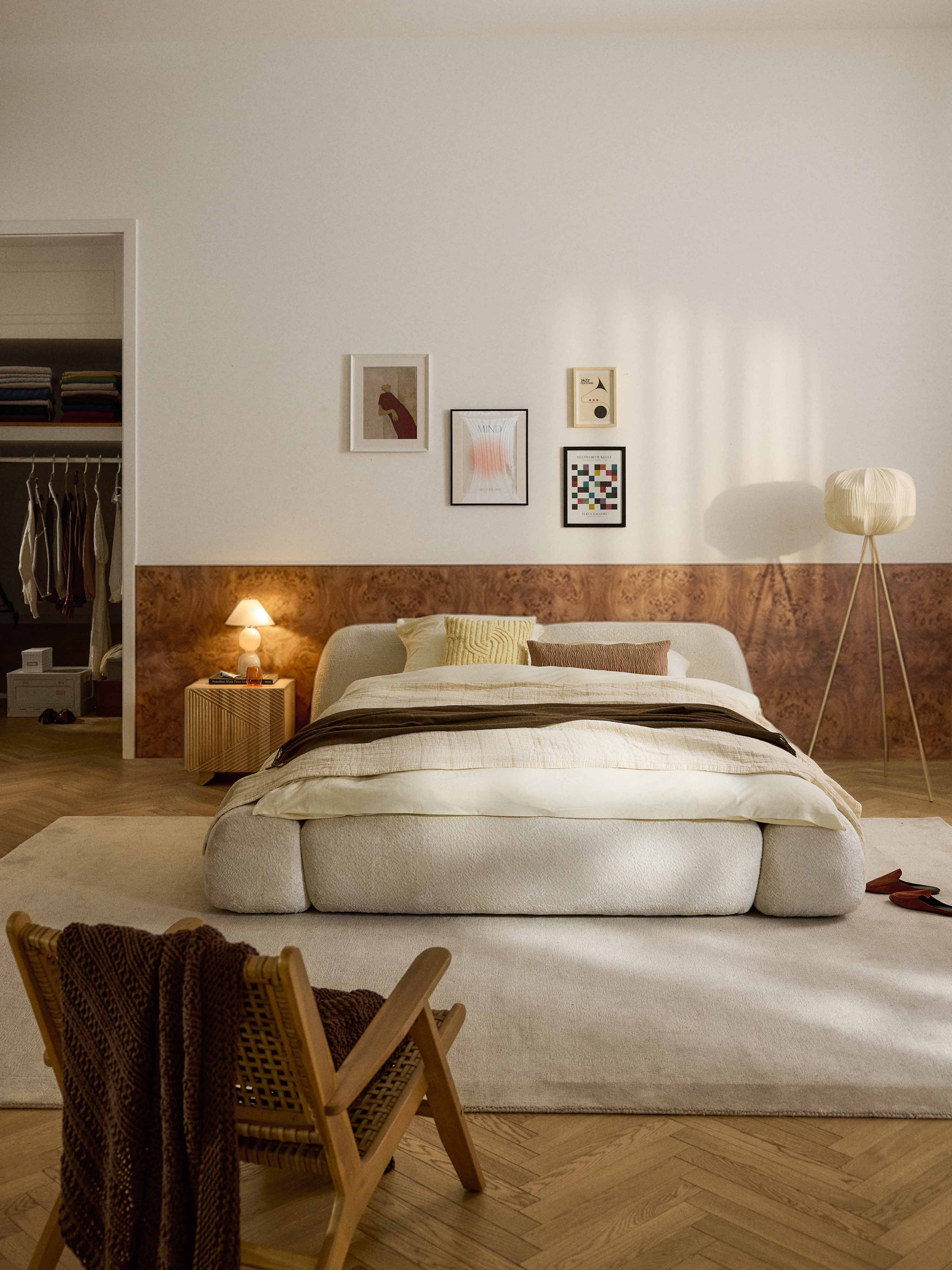 Wolke Upholstered Teddy Bouclé Bed with Storage