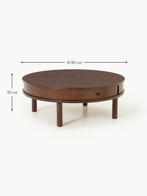 Calary Coffee Table with Fluted Front, Ø 80 cm