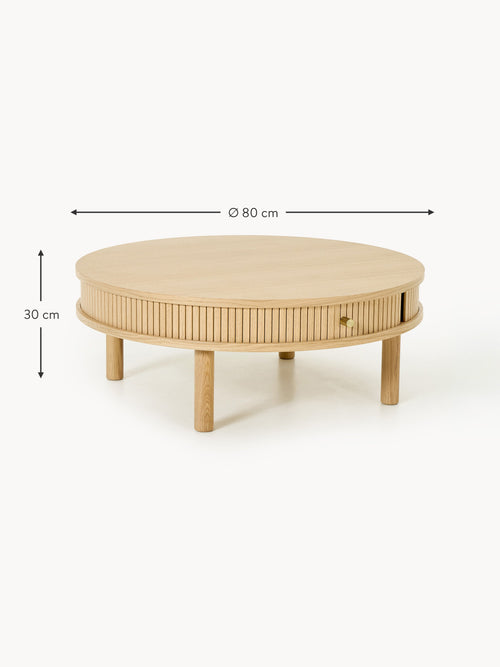 Calary Coffee Table with Fluted Front, Ø 80 cm