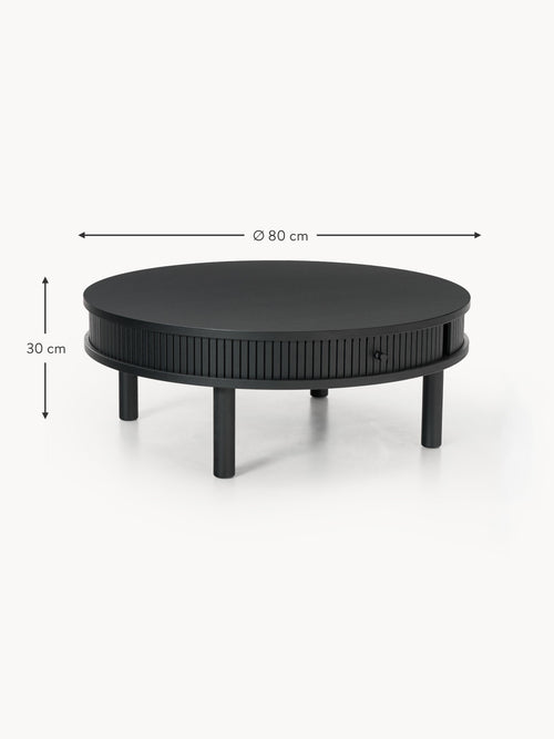 Calary Coffee Table with Fluted Front, Ø 80 cm