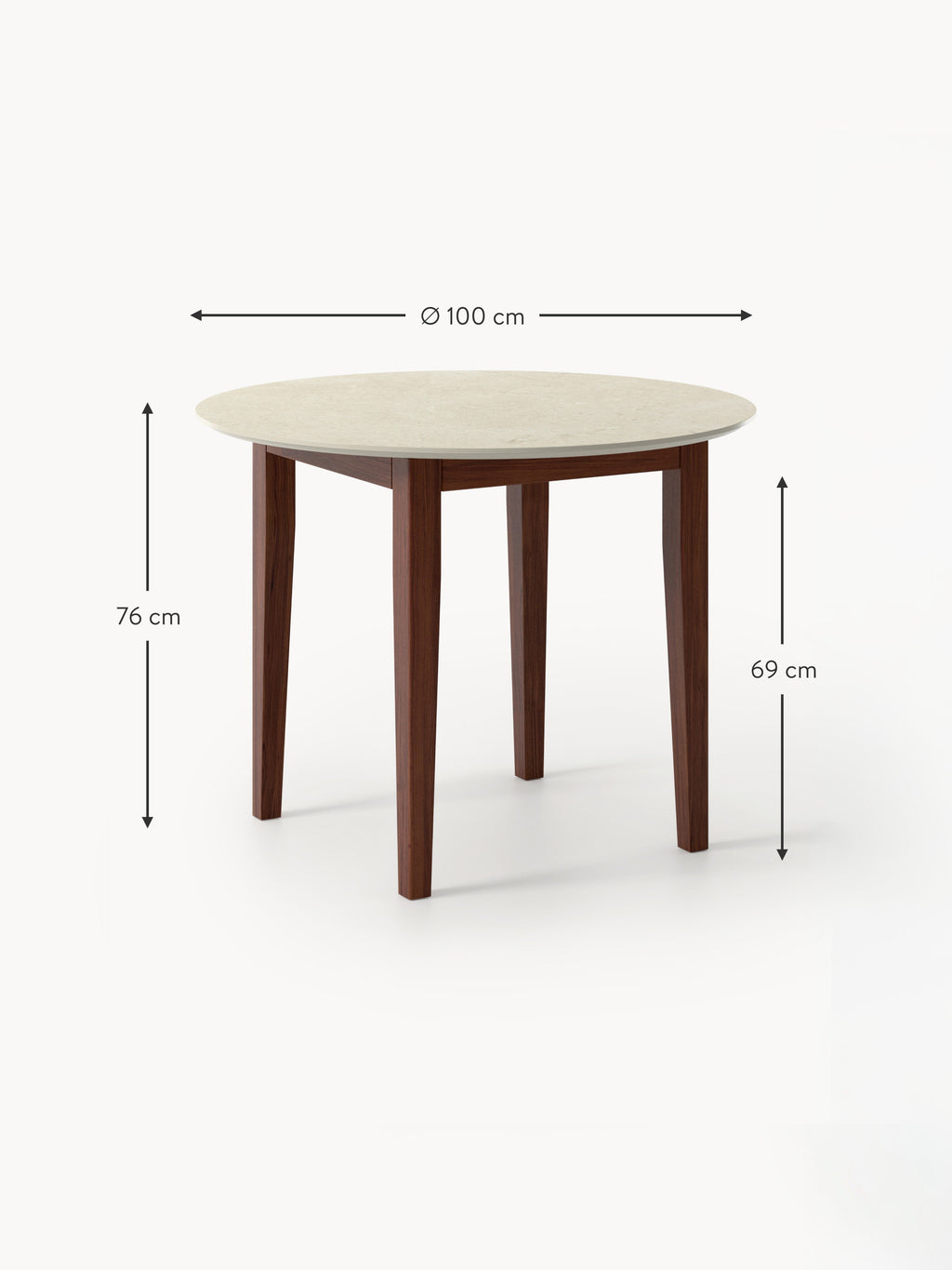 Jackson Round Travertine Effect Dining Table, in various sizes